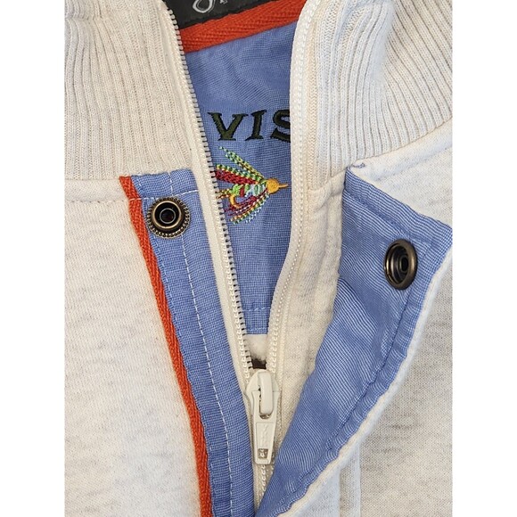 Orvis Sweatshirt Men's XL White Long Sleeve 1/4 Zip Snap Pullover Mock Outdoors - Picture 6 of 8